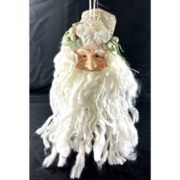 Santa’s Collection 2008 Series Santa Claus Head Ornament 12” Gold Hat - Picture 1 of 6